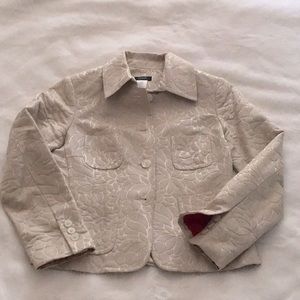 J.Crew blazer floral pattern, winter white, cream and glitter